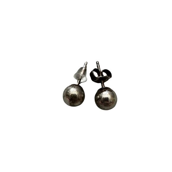Sterling Silver Ball Pearl Stud Earrings - Picture 1 of 8